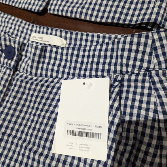 BNWT OAK + FORT Estate Blue Gingham Two Piece Set 100% Cotton - Picture 9 of 11